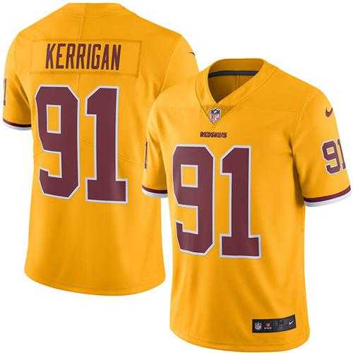 Nike Men & Women & Youth Redskins 91 Ryan Kerrigan Gold Color Rush Limited Jersey